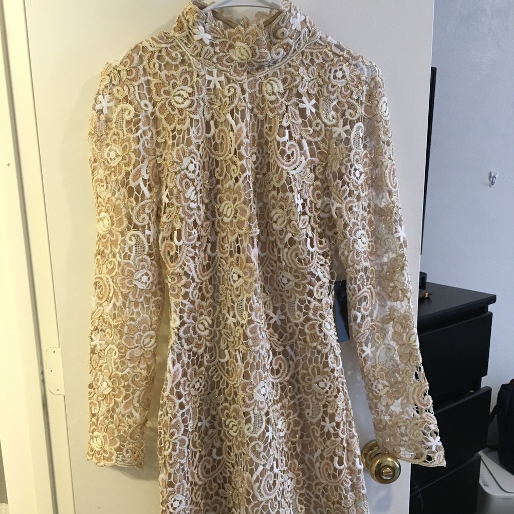 Lace High neck Long sleeve Formal Dress